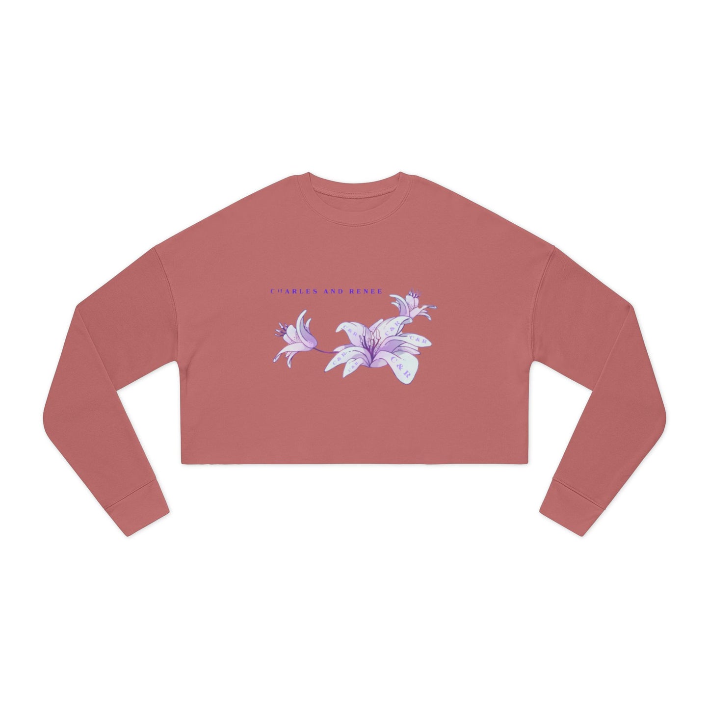 C & R Women's Cropped Floral Sweatshirt