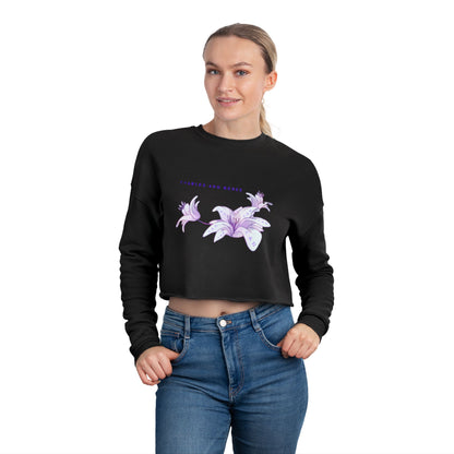 C & R Women's Cropped Floral Sweatshirt