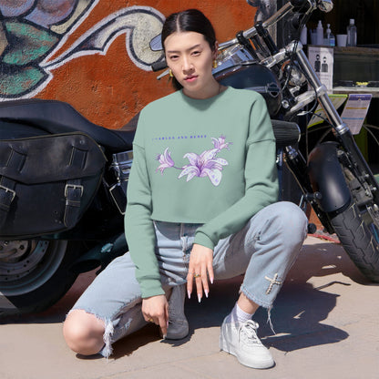 C & R Women's Cropped Floral Sweatshirt