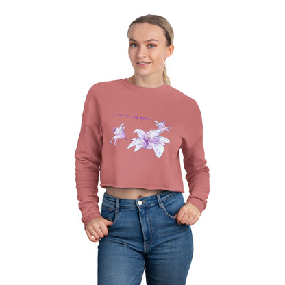 C & R Women's Cropped Floral Sweatshirt