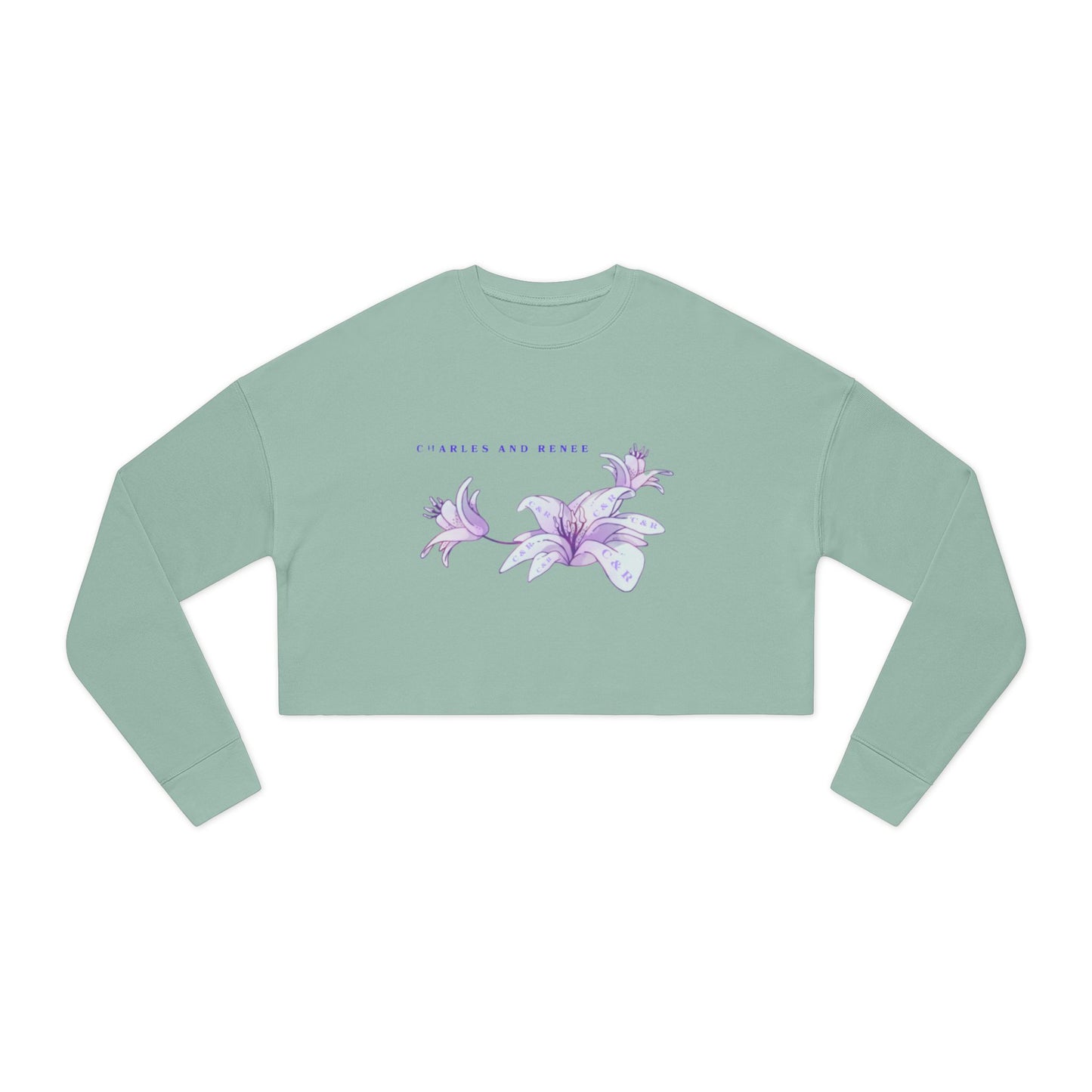 C & R Women's Cropped Floral Sweatshirt